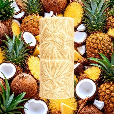 Coconut Pineapple Pillar Candle - 4 Sizes - Choose Your Colour