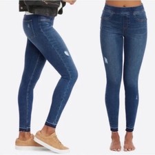 Spanx High Rise Distressed Denim Skinny Jean Jegging Medium wash Size M NWT 