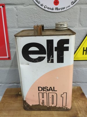 Vintage French Elf DISAL HD1 5 Liter Ölkanne \ Dose gebraucht leer