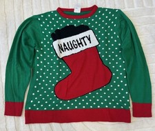 Ugly Christmas Sweater XL Naughty Stocking Funny Holiday Party Pullover Mens
