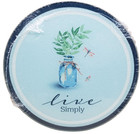 Square Glass Cutting Board / Trivet,8"Round, LEAVES & DRAGONFLIES,LIVE SIMPLY,GR