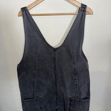 WE THE FREE High Roller Black/Gray Denim Overalls Jumpsuit Women's Boho Sz L
