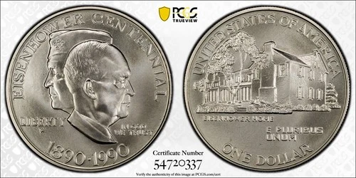 1990-W Eisenhower Commemorative Dollar — photo from the most recent tracked eBay sale