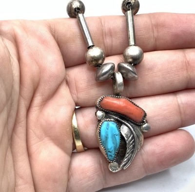 Native Felicita Eustace Cochiti Sterling Silver Pendant Bead 16  Necklace