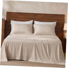 100 Viscose Derived from Bamboo Sheet Set 4pcs Luxury Cooling Queen Beige