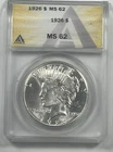 1926 Peace Dollar :  ANACS MS62  Blazing White