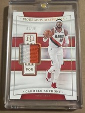 2021-22 Panini National Treasures Carmelo Anthony Biography Materials #’d 01 /25