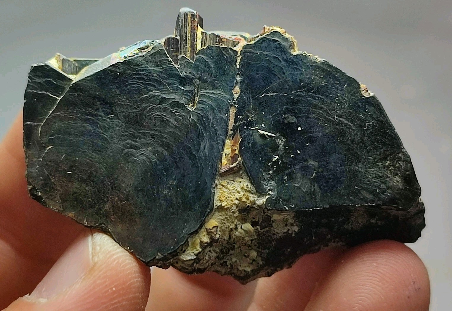 Rutile Crystals Grown On Iridescent Hematite Crystal With Good Luster-Zagi Mount