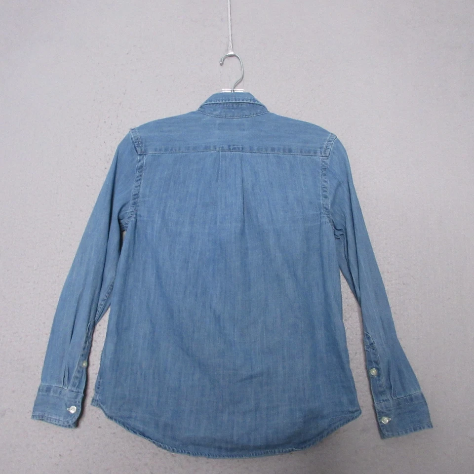 Polo Ralph Lauren Girl Shirt Medium Chambray Button Flesh Pony Timeless Style - Image 3 of 4