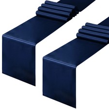 2 Pack Navy Blue Satin Table Runner 12 x 108 Inch Wedding Banquet Decoration