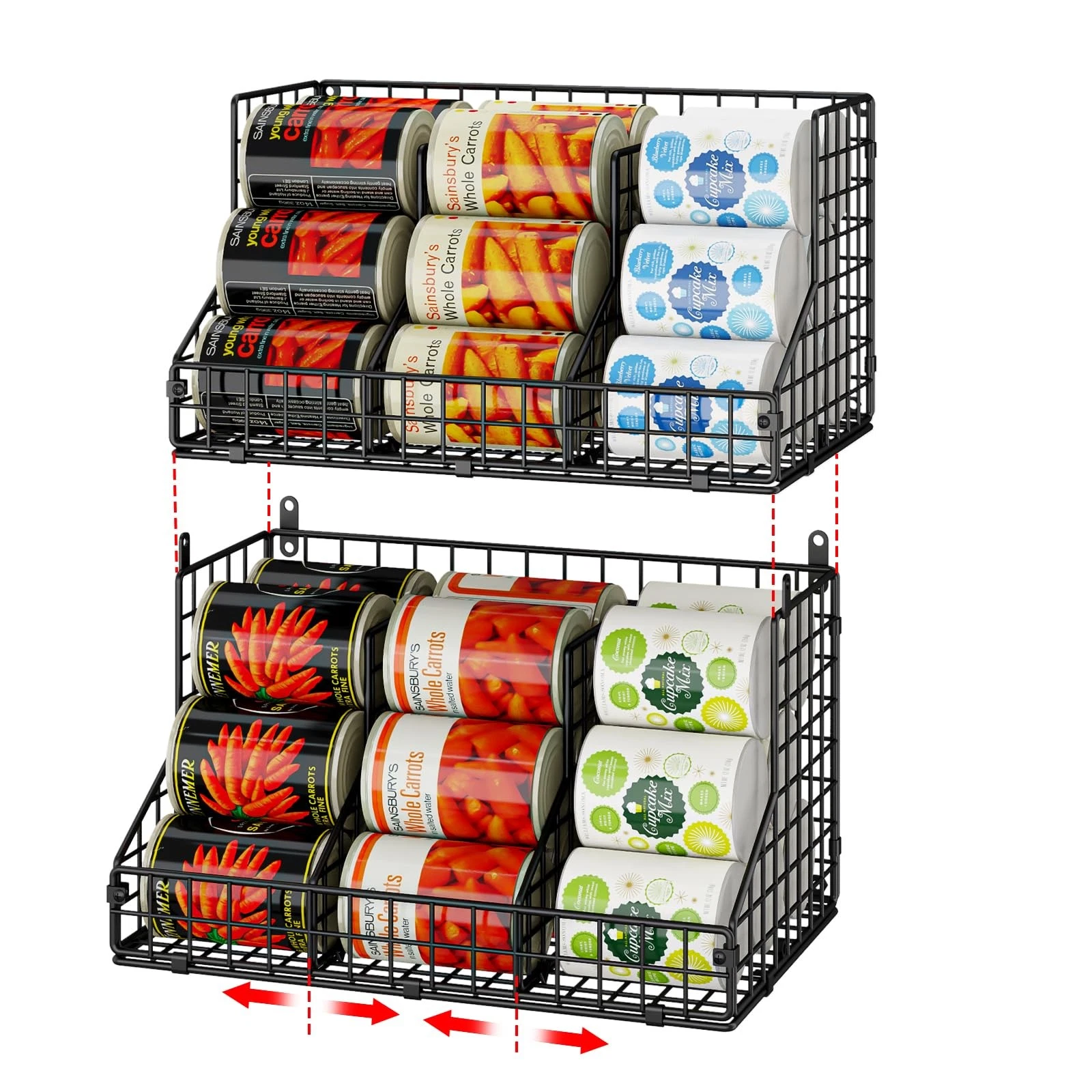 2 Pack Stackable Can Rack Organizer for Pantry Storage,Can Dispensers with 4 ...