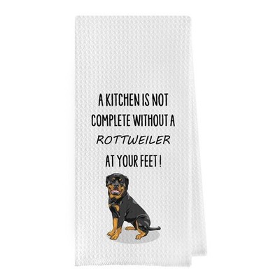 Funny Rottweiler Dish Towels Decorative Waffle Weave Kitchen Dog Hand 1624 In