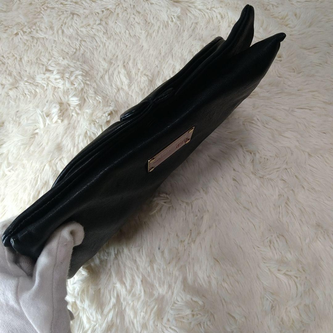 Red Valentino Shoulder Bag Purse Clutch Chain Ribbon Leather Black Authentic thumbnail 17