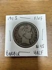 1911 Barber 1/2 Dollar Silver Proof Coin 90 % Silver San Francisco