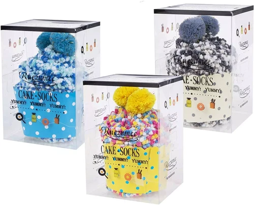 3 Kuschelsocken Geschenk Inspiration Box Cup Cake Freundin Frau Warm Winter Neu