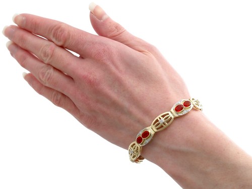 23.39Ct Fire Opal and 2.50Ct Diamond, 18k Yellow Gold Jewellery Set Circa 1990 - Picture 22 of 24