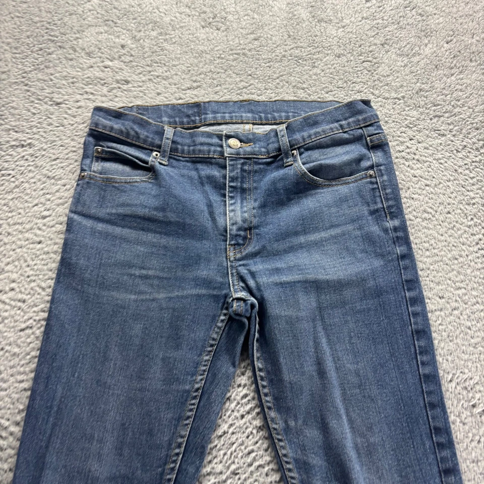 Pantalones de mezclilla ajustados elásticos de algodón lavado oscuro azul 30x31 baratos Monday para hombre Foto 2 de 4