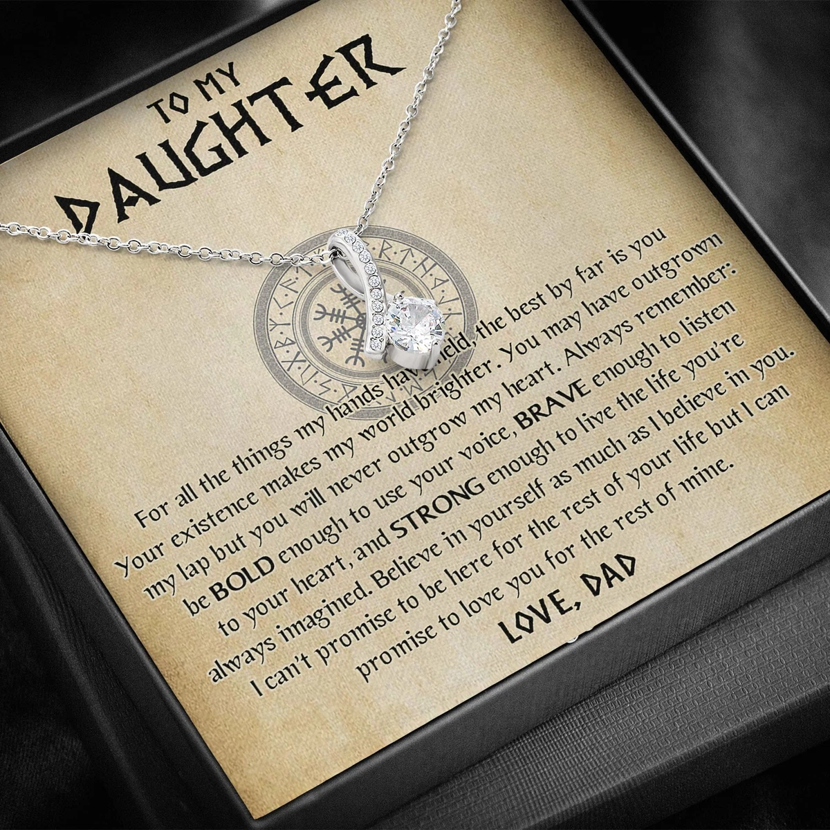 To My Daughter Necklace Viking Daughter Gift from Dad Birthday