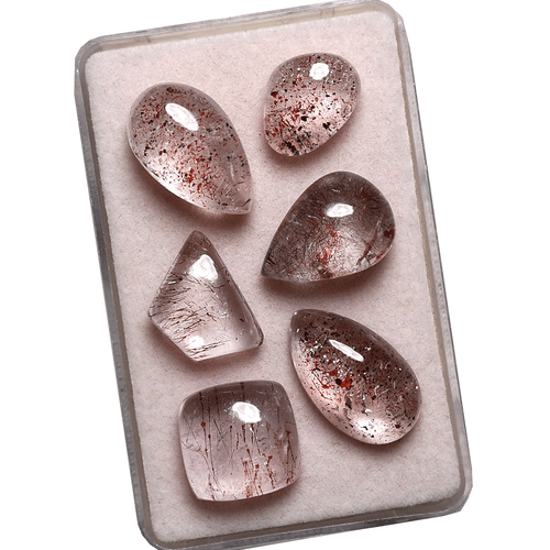 Lot 6 Pcs Natural Super Seven Quartz Hi-Quality 12mm-16.2mm Untreated Gemstones - Imagen 4 de 11