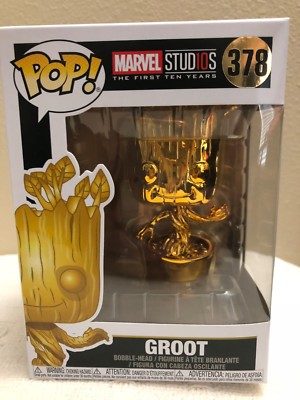 Funko pop Marvel Studios The First Ten Years GROOT (GOLD) Bobble