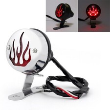 Red Flame Fire Rear Taillight Brake Light For Yamaha Cafe Racer Bobber Chrome