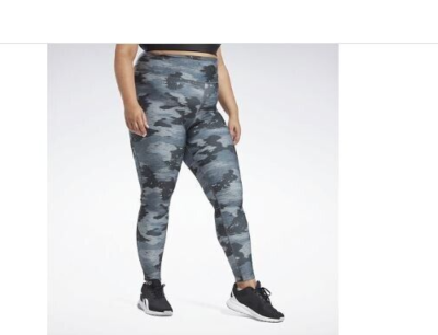 Reebok Plus Size Workout Ready Leggings, Camo-Print Black, 2X