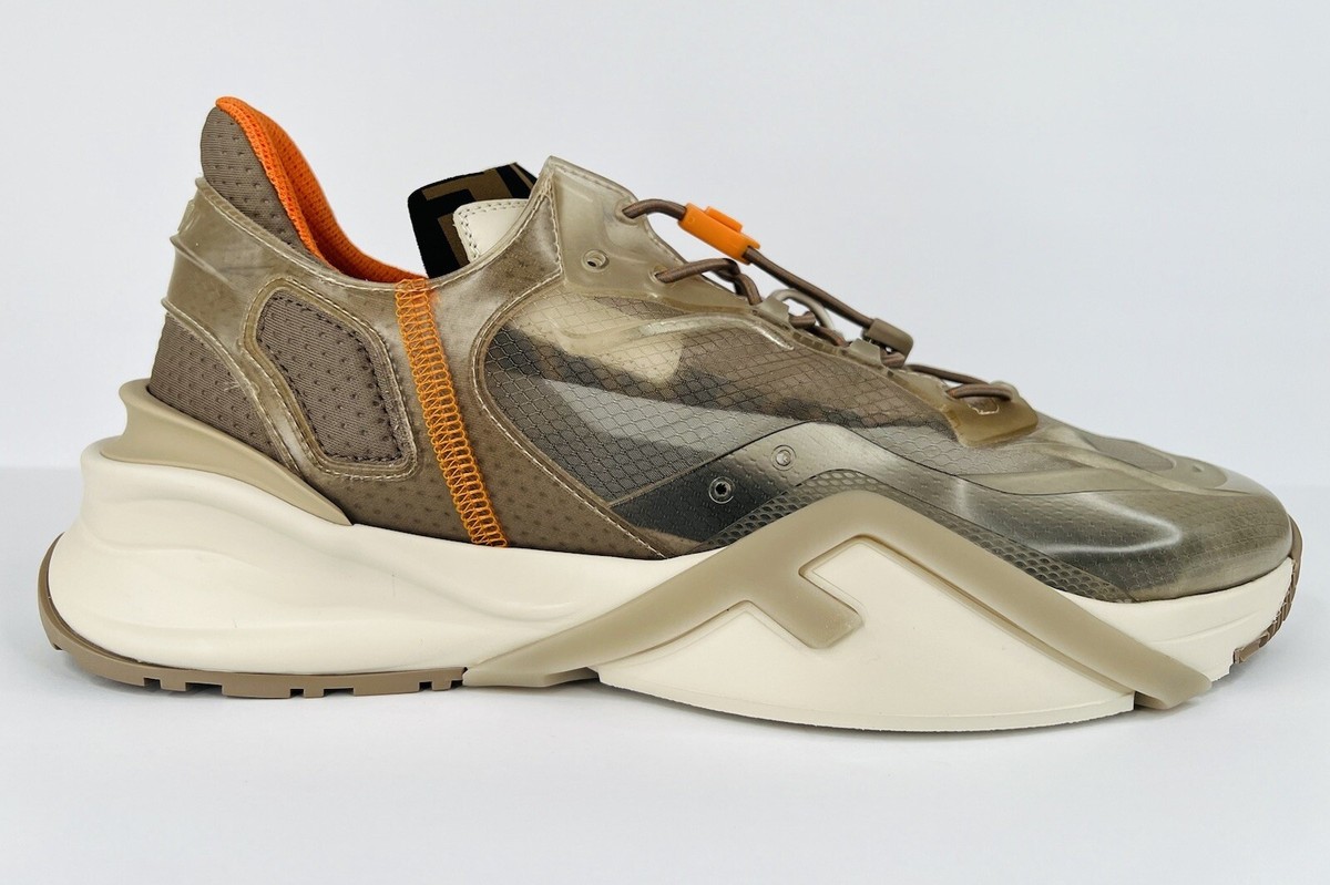 スニーカー FENDI Ivory Mesh And Suede Fendi Flow Sneakers Fendi Flow Colorblock Suede Runner Sneakers | Neiman Marcus