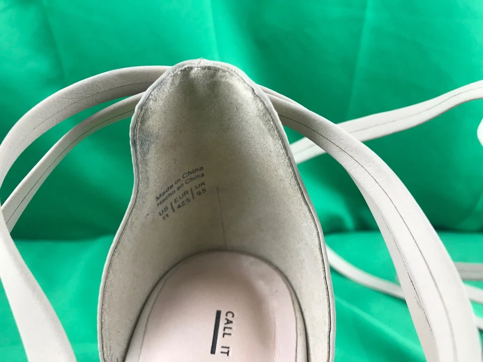 Call It Spring Womens Rounkles Peep Toe Tie Up Block Heel Sandals Beige SZ 11 - Image 3 of 4