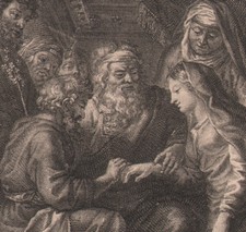 17th Rare Engraving Joseph Marie Virginity Vow Charles Delafosse Bible