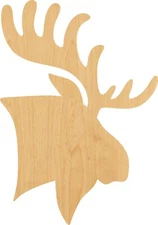 Moose Head Laser Cut Out Wood Shape Craft Supply - Woodcraft Cutout
