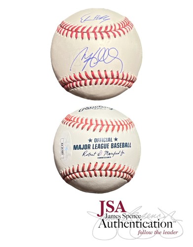 Ethan Holliday & Matt Holliday signierter offizieller MLB Baseball Vater Sohn ~ JSA COA