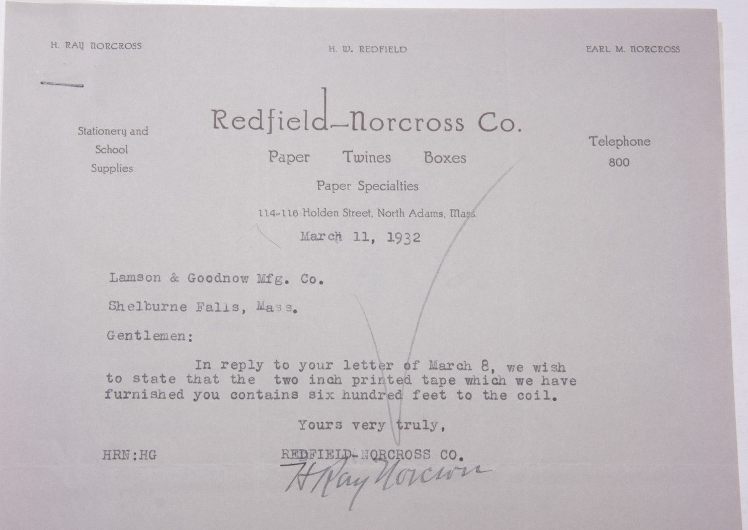 1932 Lamson Goodnow Redfield Norcross Co North Adams MA Twines Ephemera P058J