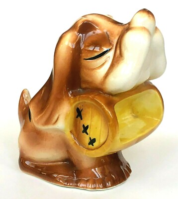 Hound Dog Planter Whiskey Barrel Rescue Expressive Face Vintage  Made Japan