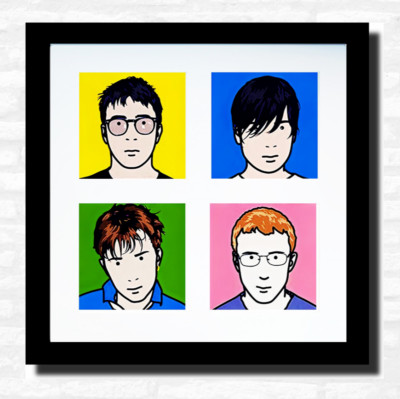 BLUR Britpop Arthaus Mounted 4 Images Framed Display 46cm x 46cm UK MADE