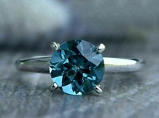 2Ct Round Cut Lab-Created London Blue Topaz Wedding Ring 14k White Gold Plated