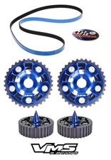 BLUE VMS CAM GEARS + GATES RACING TIMING BELT + SPIKED BOLTS HONDA ACURA LS VTEC