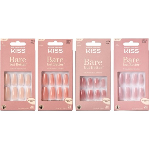 KISS BARE BUT BETTER TruNude NAILS PRESS ON FALSE FAKE NAIL TIP LONG GLOSSY - 第 1/13 張圖片