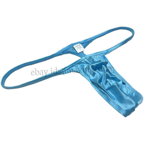 Men's Silk Glossy Micro Cut String Thong Slim Pouch Underwear Swim Posing T-back - Picture 9 of 57
