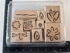 Stampin' Up Fresh Flowers Set 9 Wood Mount Rubber Stamps Spring Easter Summer