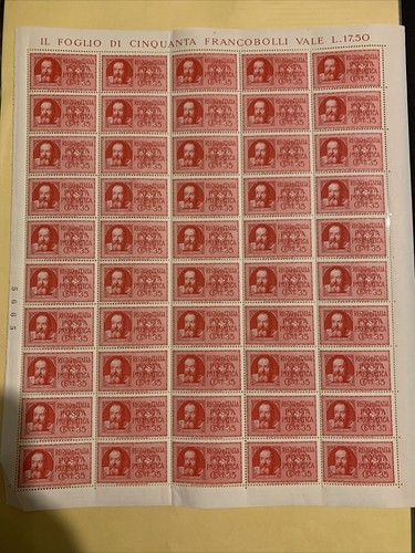 Italy 1933 PNEUMATIC POST Set of 2 in Complete Sheets MNH - Picture 4 of 5