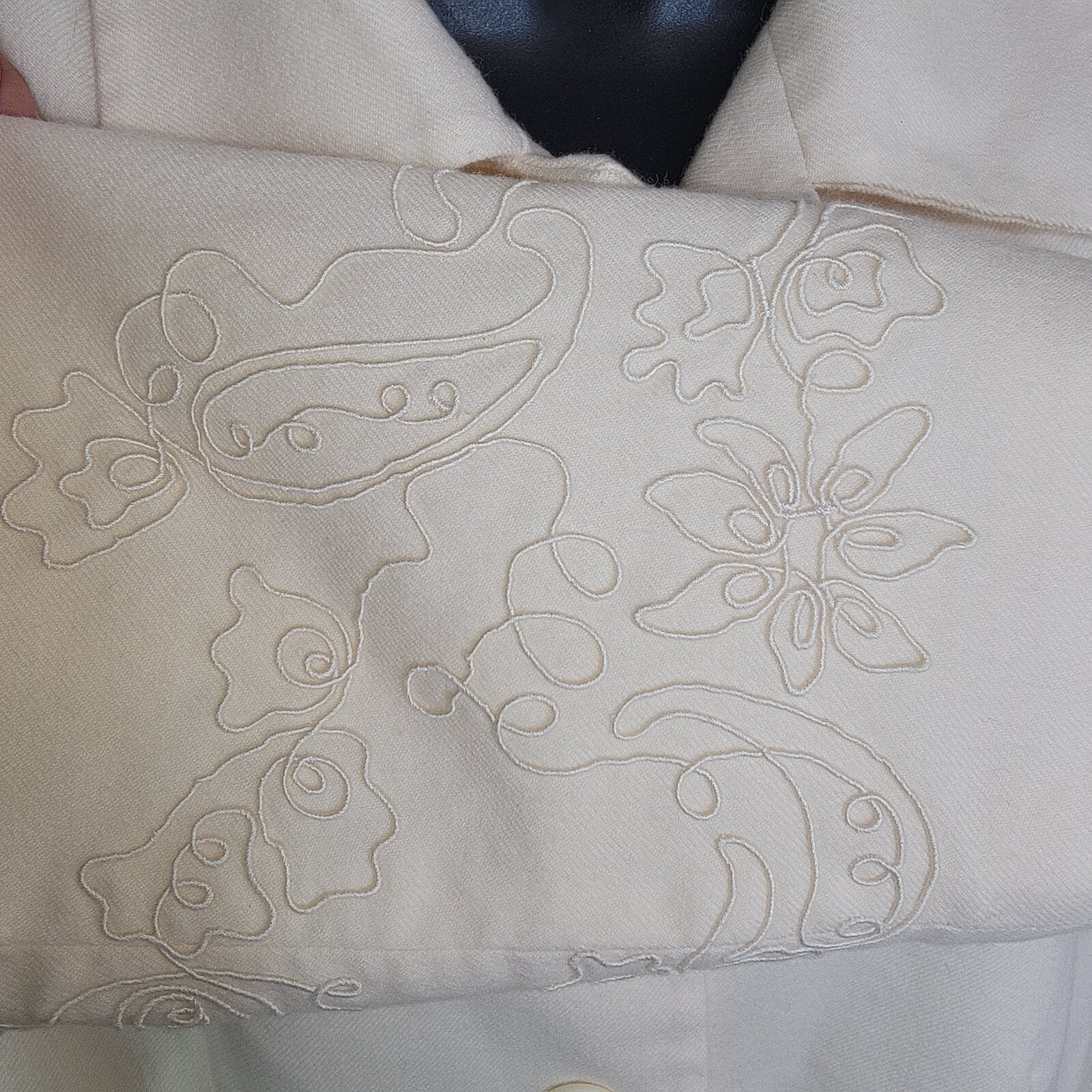 Pendleton ivory wool damask stitching jacket size… - image 3