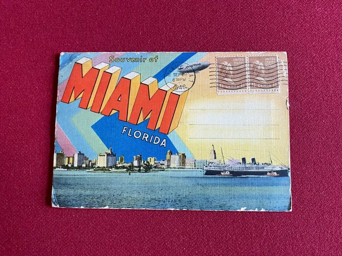 1946, MIAMI, Florida Fold Out Post Card Booklet (Scarce / Vintage)