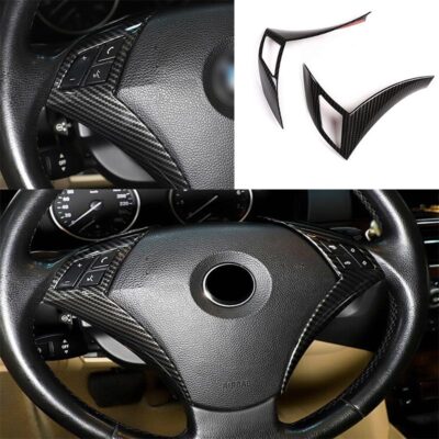 Front Steering Wheel Frame Cover Trim ABS Carbon Fiber For BMW 5 Series 2004-10
