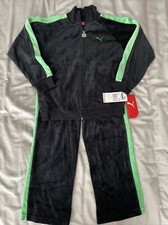 MWT Puma 2 Piece Fleece Zip Up Jacket And Pants Boy Size 6 Black Green