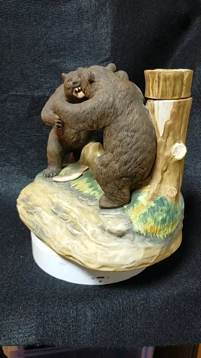 Nikka Whisky Bear Fight Empty Handmade Pottery Bottle Limited