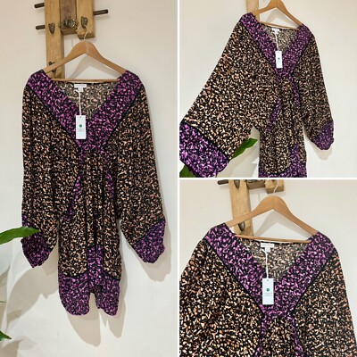 Neu mit Etikett Isolde Roth Evans Safari Mix Glockenärmel Tunika Kleid Top Übergröße UK 26/28