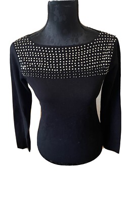 Strick Pulli Pullover schwarz Metall Nieten Applikationen M 🌸NEU🌸 