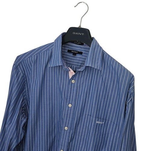 Men's GANT Premium GEORGICA POPLIN Blue STRIPE Pattern SHIRT Size L *VGC*