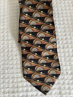 Vintage Laura Pearson for Jaguar Auto Car Collectible Italy Navy Gold Neck Tie 
