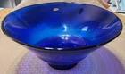 Blenko Glass Handblown Bowl Cobalt Blue Large Glass Signed 12" x 12" x 6"